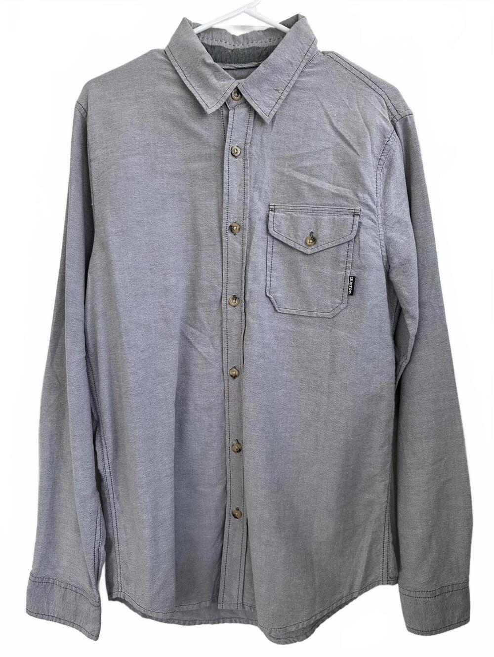 Burton Flannel Button Up Collared Shirt Top Light Gray Medium